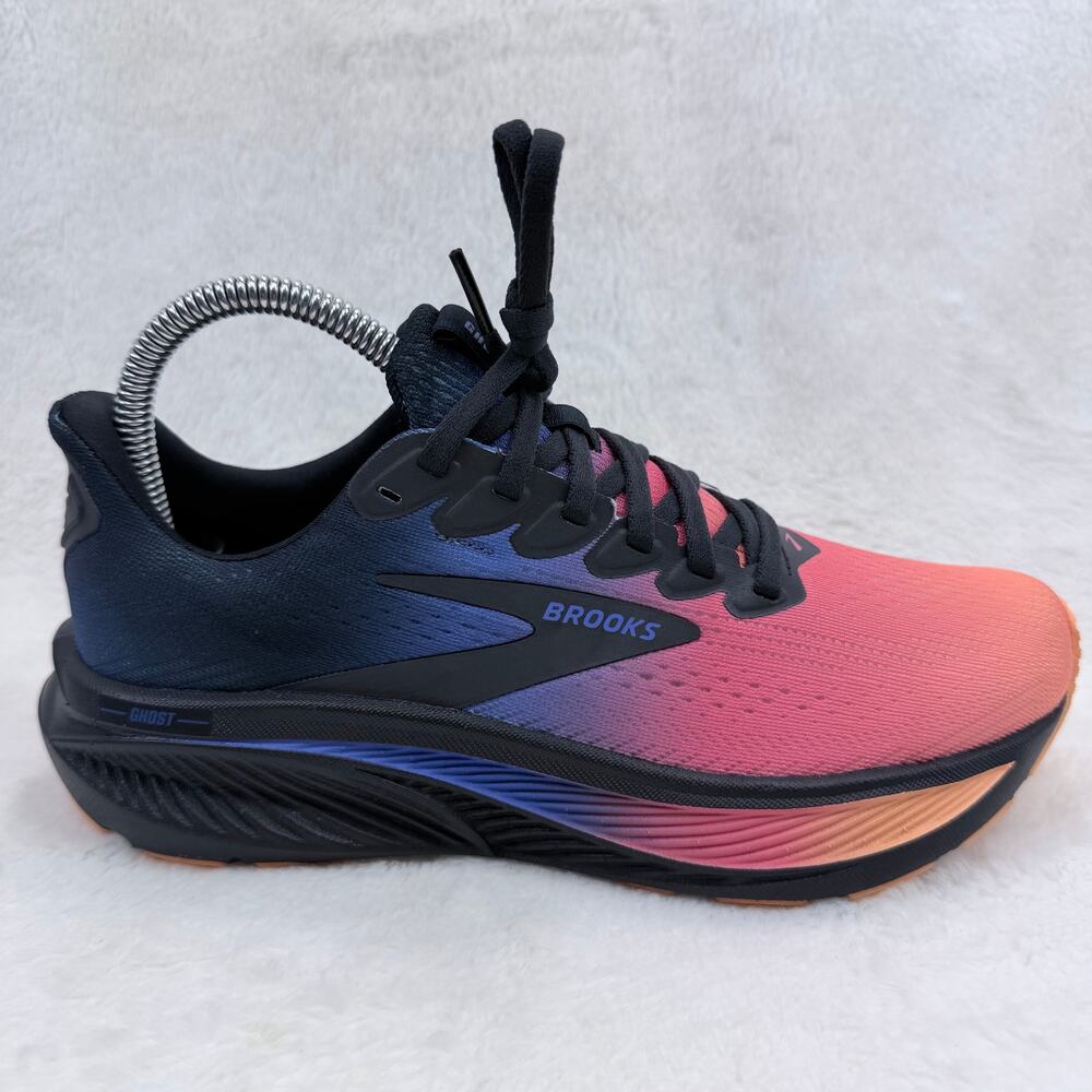 Brooks Ghost 17 Womens Running Shoes Night Blue Papaya Size 7 Neutral Cushioned